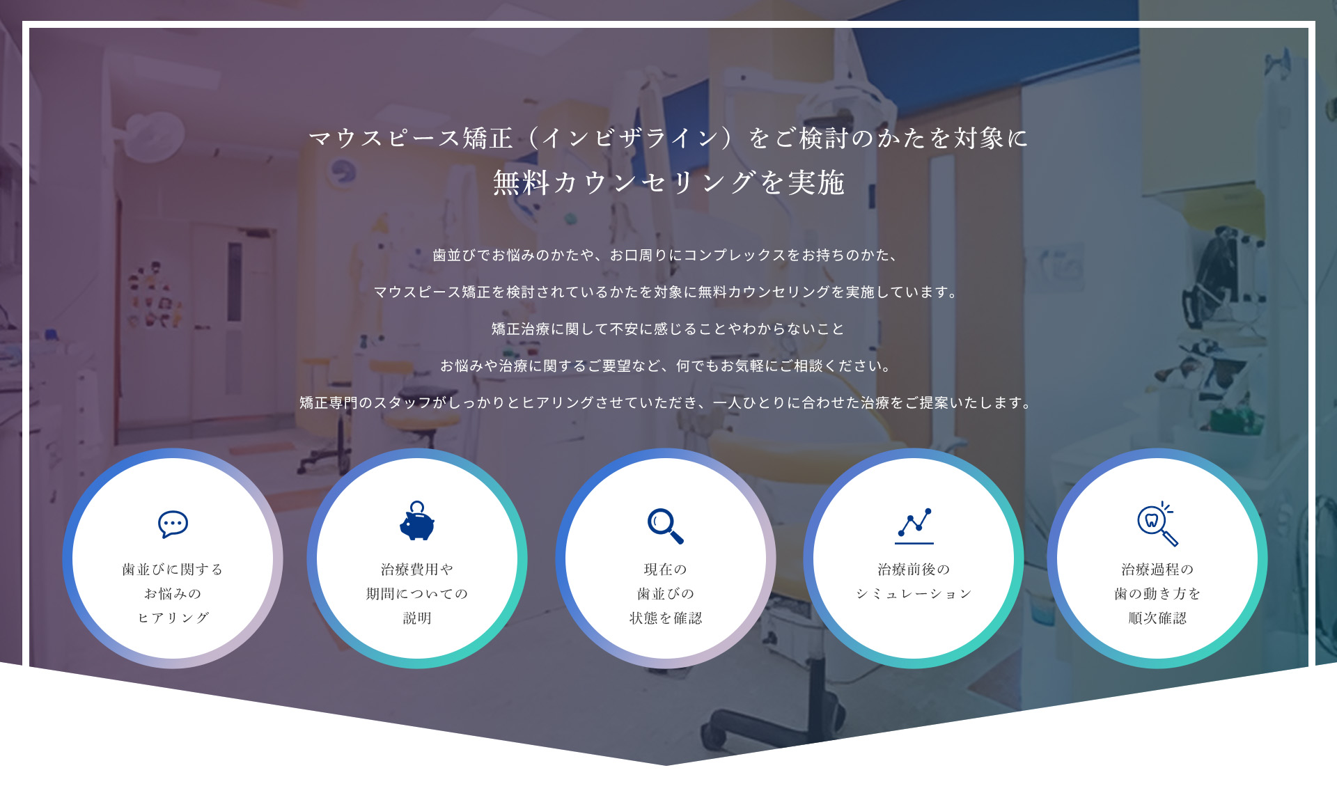 マウスピース矯正（インビザライン）をご検討のかたを対象に無料カウンセリングを実施